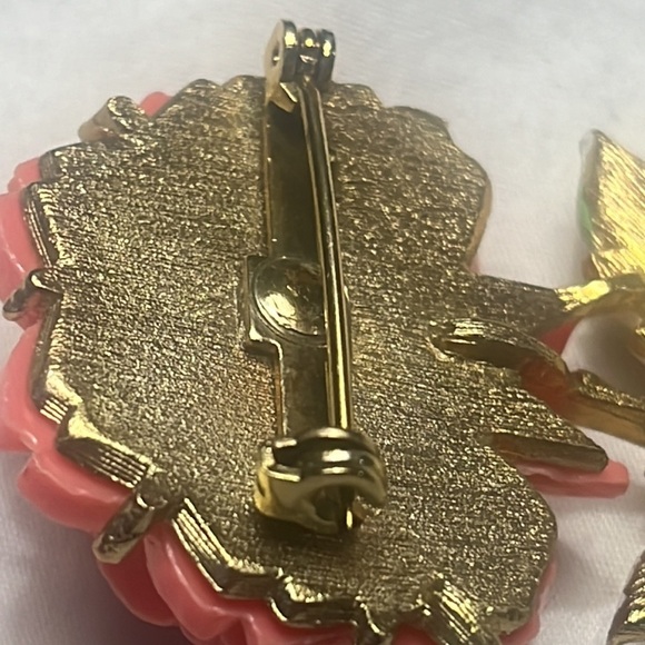 Vintage JJ Rose brooch pin ladybug pink - Picture 10 of 10